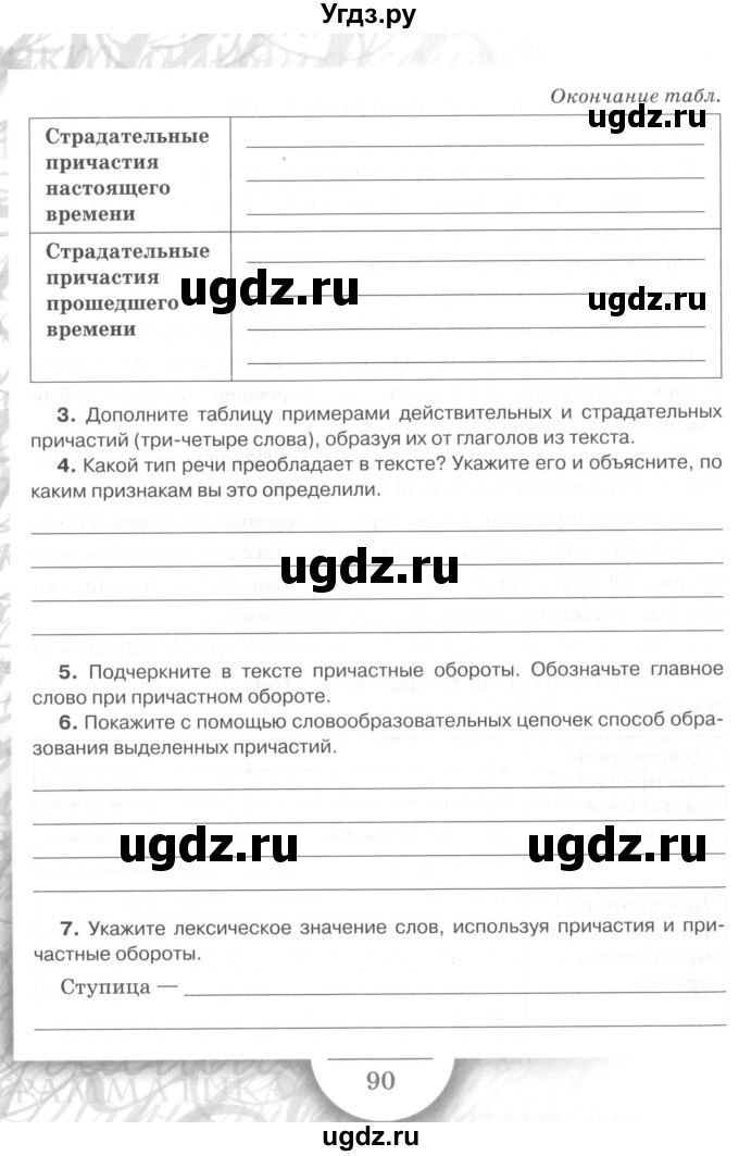 ГДЗ (Учебник) по русскому языку 7 класс (рабочая тетрадь) Склярова В.Л. / часть 1. страница / 90