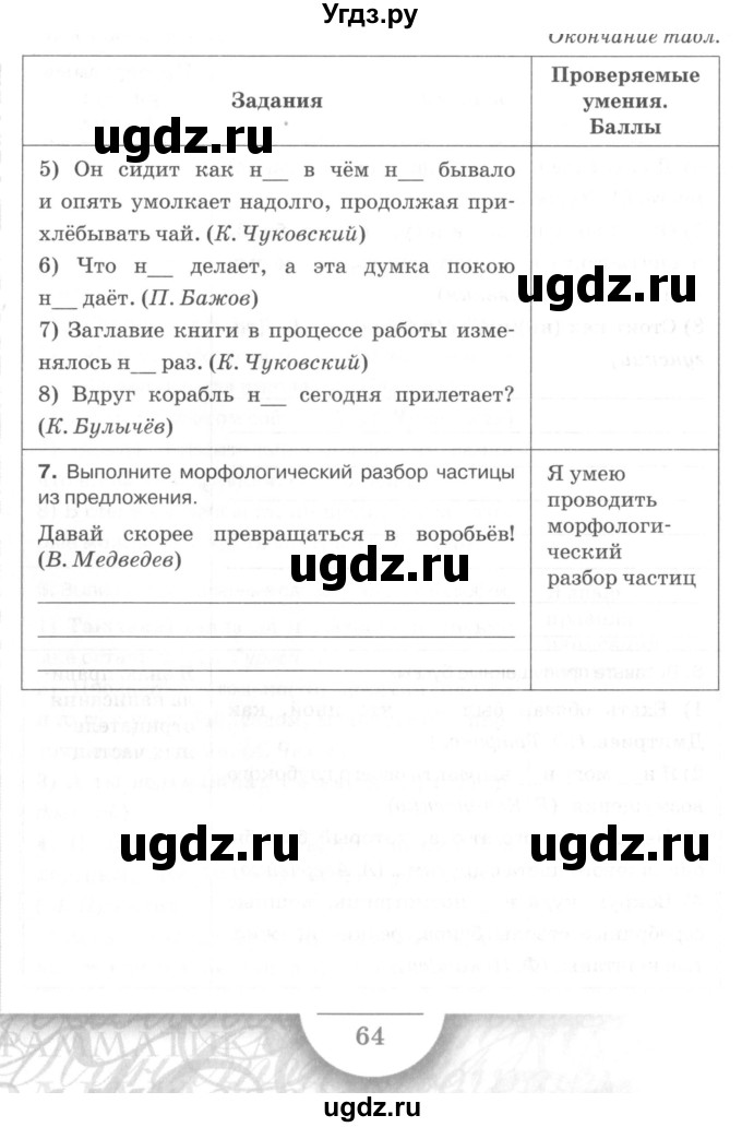 ГДЗ (Учебник) по русскому языку 7 класс (рабочая тетрадь) Склярова В.Л. / часть 2. страница / 64