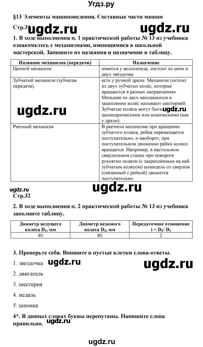 ГДЗ (Решебник) по технологии 6 класс (рабочая тетрадь) Тищенко А.Т. / параграф / 13