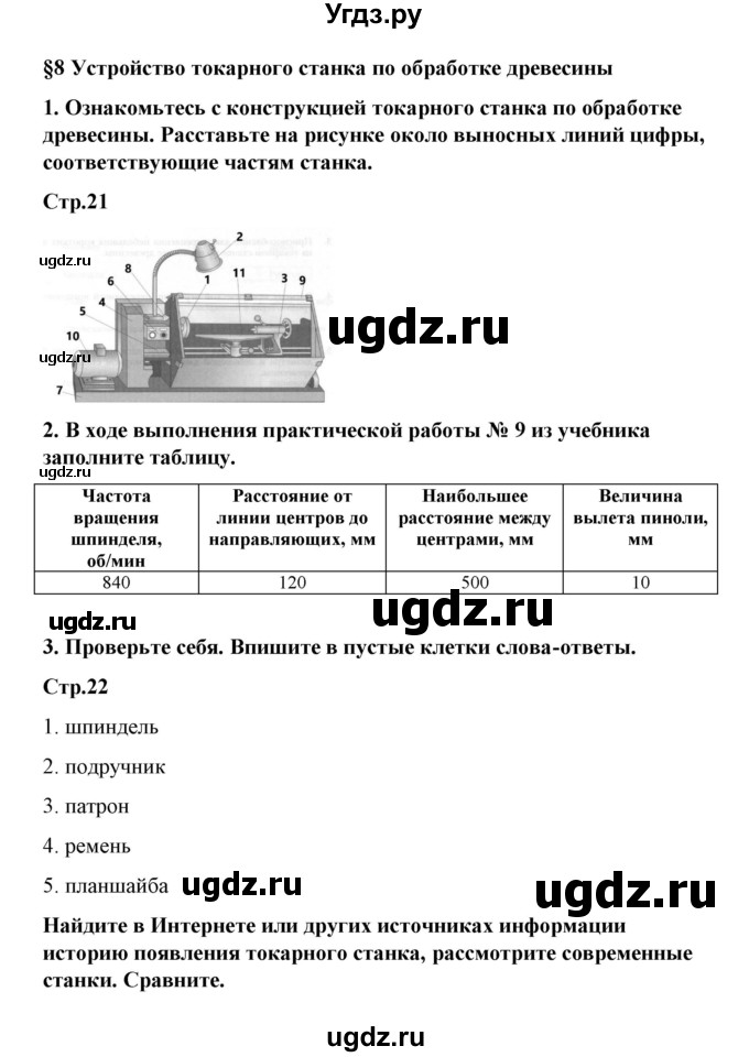 ГДЗ (Решебник) по технологии 6 класс (рабочая тетрадь) Тищенко А.Т. / параграф / 8