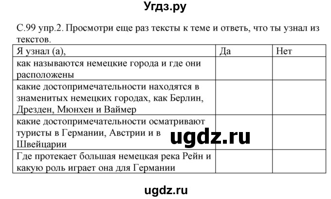 ГДЗ (Решебник) по немецкому языку 7 класс (рабочая тетрадь) Будько А.Ф. / страница / 99