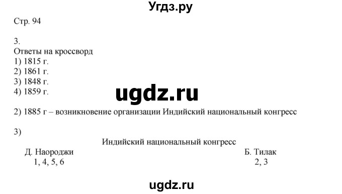 ГДЗ (Решебник) по истории 9 класс (рабочая тетрадь Всеобщая история. История нового времени) Юдовская А.Я. / страница / 94