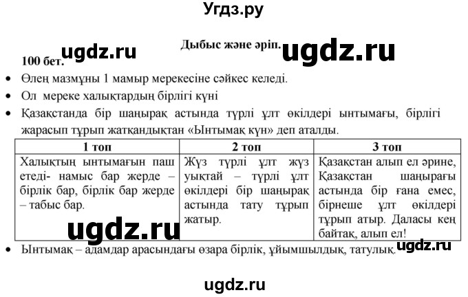 ГДЗ (Решебник) по казахскому языку 3 класс Жумабаева А.Е. / часть 2. страница / 100