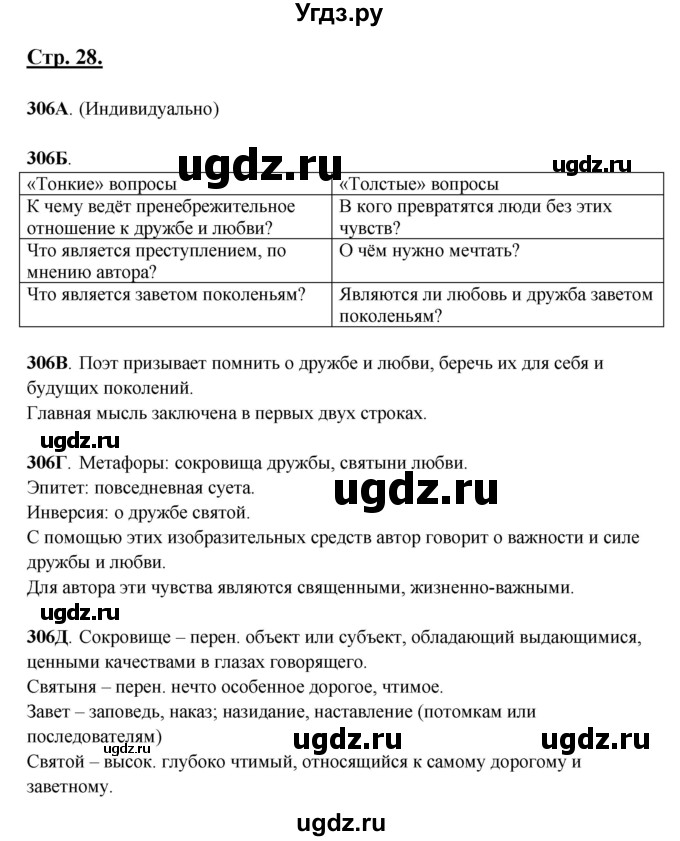 ГДЗ (Решебник) по русскому языку 6 класс Сабитова З.К. / упражнение / 306