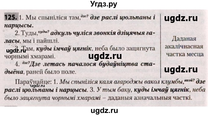 ГДЗ (Решебник №2) по белорусскому языку 9 класс Валочка Г.М. / практыкаванне / 125