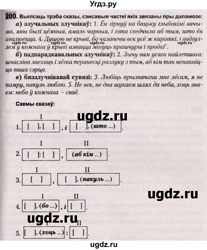 ГДЗ (Решебник №2) по белорусскому языку 9 класс Валочка Г.М. / практыкаванне / 200
