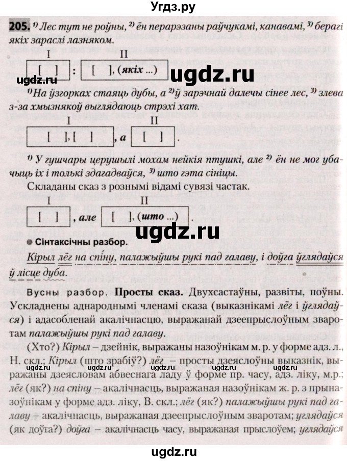 ГДЗ (Решебник №2) по белорусскому языку 9 класс Валочка Г.М. / практыкаванне / 205