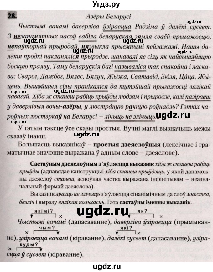 ГДЗ (Решебник №2) по белорусскому языку 9 класс Валочка Г.М. / практыкаванне / 28