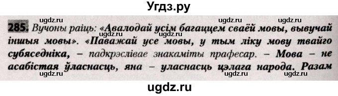 ГДЗ (Решебник №2) по белорусскому языку 9 класс Валочка Г.М. / практыкаванне / 285