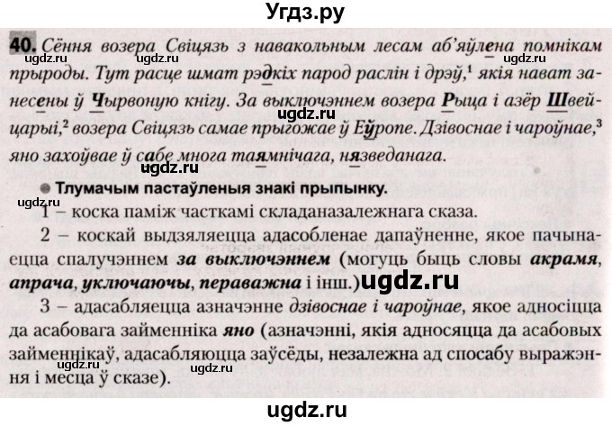 ГДЗ (Решебник №2) по белорусскому языку 9 класс Валочка Г.М. / практыкаванне / 40
