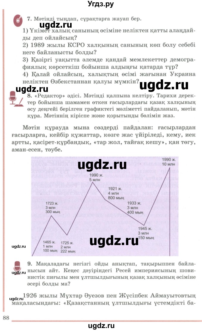 ГДЗ (Учебник) по казахскому языку 9 класс Даулетбекова Ж. / страница / 88