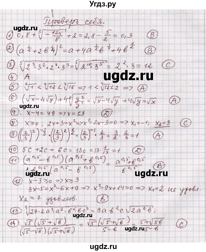 ГДЗ (Решебник) по алгебре 11 класс Абылкасымова А.Е. / проверь себя. глава / 2