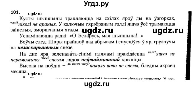 ГДЗ (Решебник №2 к учебнику 2015) по белорусскому языку 7 класс Валочка Г.М. / практыкаванне / 101