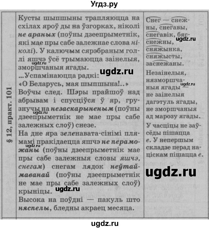 ГДЗ (Решебник №3 к учебнику 2015) по белорусскому языку 7 класс Валочка Г.М. / практыкаванне / 101