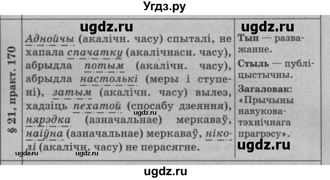 ГДЗ (Решебник №3 к учебнику 2015) по белорусскому языку 7 класс Валочка Г.М. / практыкаванне / 170