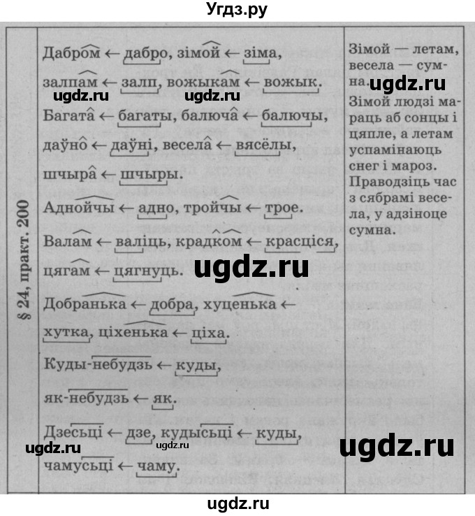 ГДЗ (Решебник №3 к учебнику 2015) по белорусскому языку 7 класс Валочка Г.М. / практыкаванне / 200