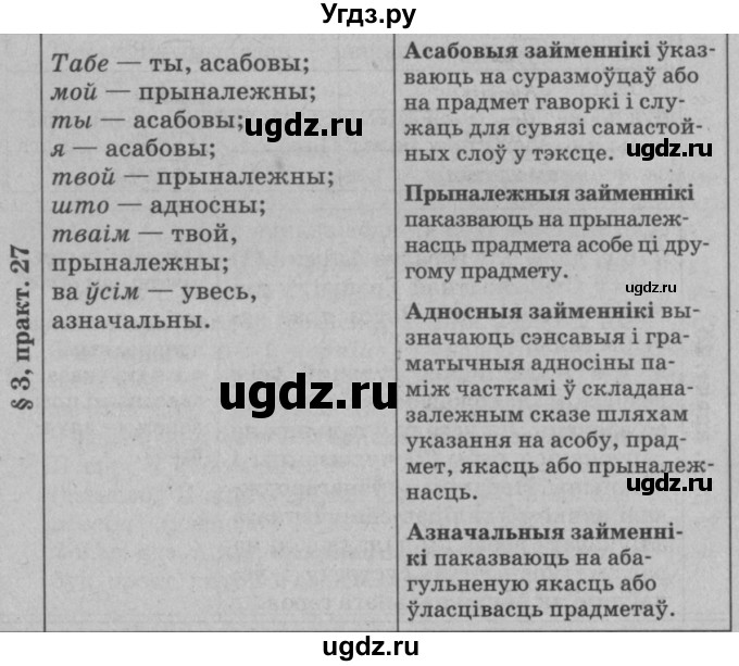 ГДЗ (Решебник №3 к учебнику 2015) по белорусскому языку 7 класс Валочка Г.М. / практыкаванне / 27