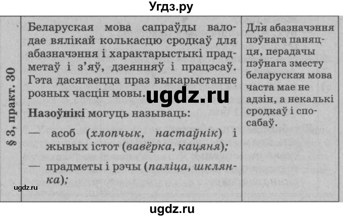 ГДЗ (Решебник №3 к учебнику 2015) по белорусскому языку 7 класс Валочка Г.М. / практыкаванне / 30