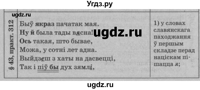 ГДЗ (Решебник №3 к учебнику 2015) по белорусскому языку 7 класс Валочка Г.М. / практыкаванне / 312