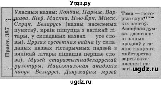 ГДЗ (Решебник №3 к учебнику 2015) по белорусскому языку 7 класс Валочка Г.М. / практыкаванне / 387