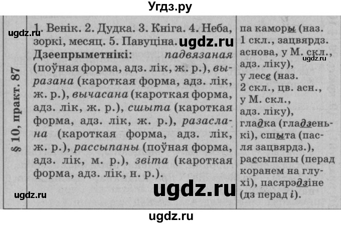 ГДЗ (Решебник №3 к учебнику 2015) по белорусскому языку 7 класс Валочка Г.М. / практыкаванне / 87