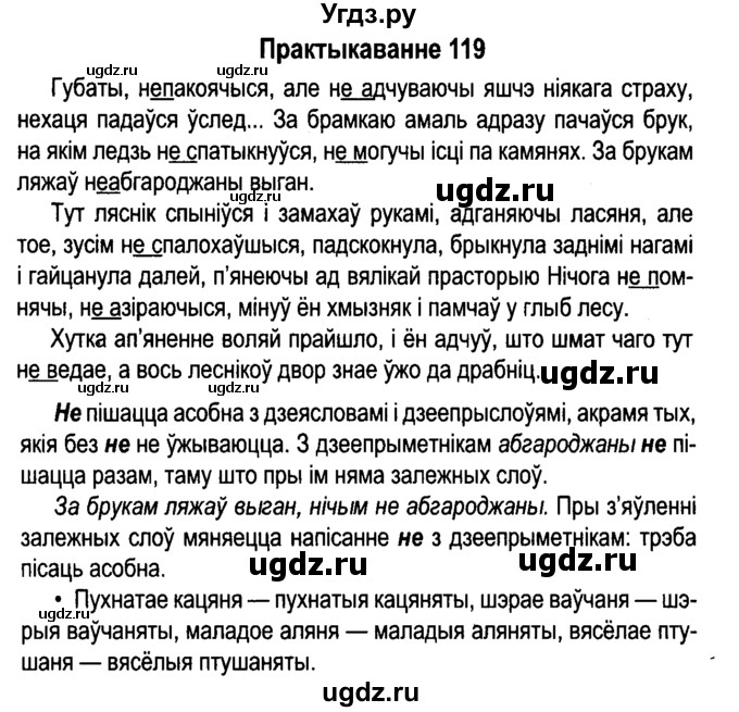 ГДЗ (Решебник №4 к учебнику 2015) по белорусскому языку 7 класс Валочка Г.М. / практыкаванне / 119
