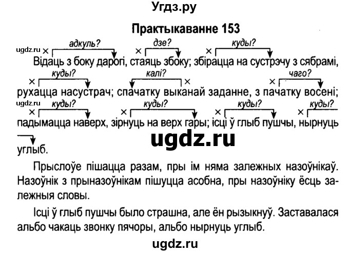 ГДЗ (Решебник №4 к учебнику 2015) по белорусскому языку 7 класс Валочка Г.М. / практыкаванне / 153