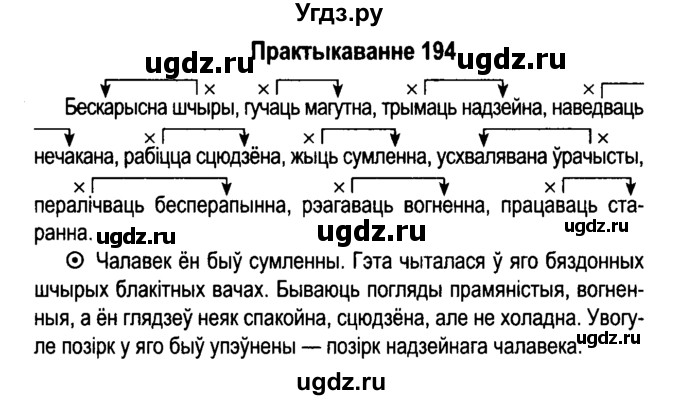 ГДЗ (Решебник №4 к учебнику 2015) по белорусскому языку 7 класс Валочка Г.М. / практыкаванне / 194