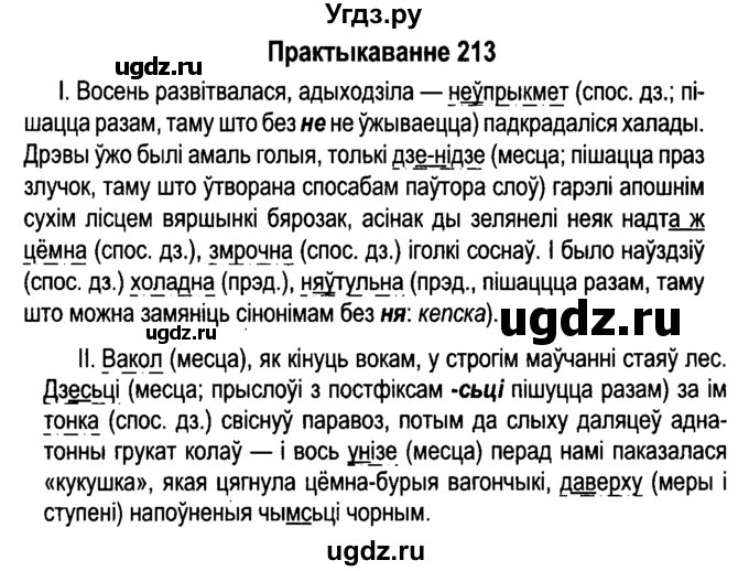 ГДЗ (Решебник №4 к учебнику 2015) по белорусскому языку 7 класс Валочка Г.М. / практыкаванне / 213