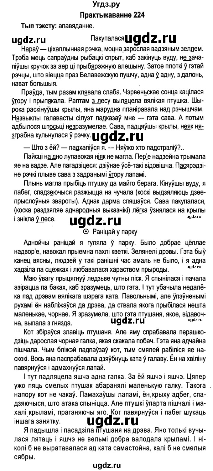 ГДЗ (Решебник №4 к учебнику 2015) по белорусскому языку 7 класс Валочка Г.М. / практыкаванне / 224