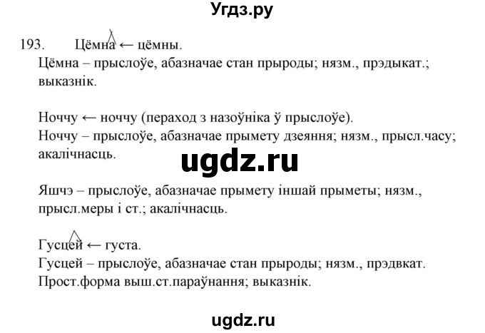 ГДЗ (Решебник №1 к учебнику 2015) по белорусскому языку 7 класс Валочка Г.М. / практыкаванне / 193