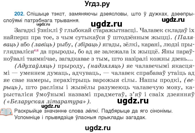 ГДЗ (Учебник 2020) по белорусскому языку 7 класс Валочка Г.М. / практыкаванне / 202