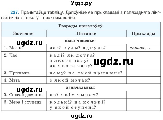 ГДЗ (Учебник 2020) по белорусскому языку 7 класс Валочка Г.М. / практыкаванне / 227