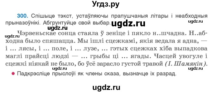 ГДЗ (Учебник 2020) по белорусскому языку 7 класс Валочка Г.М. / практыкаванне / 300