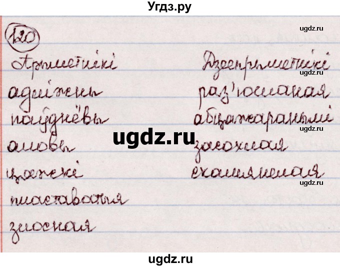 ГДЗ (Решебник №1 к учебнику 2020) по белорусскому языку 7 класс Валочка Г.М. / практыкаванне / 120