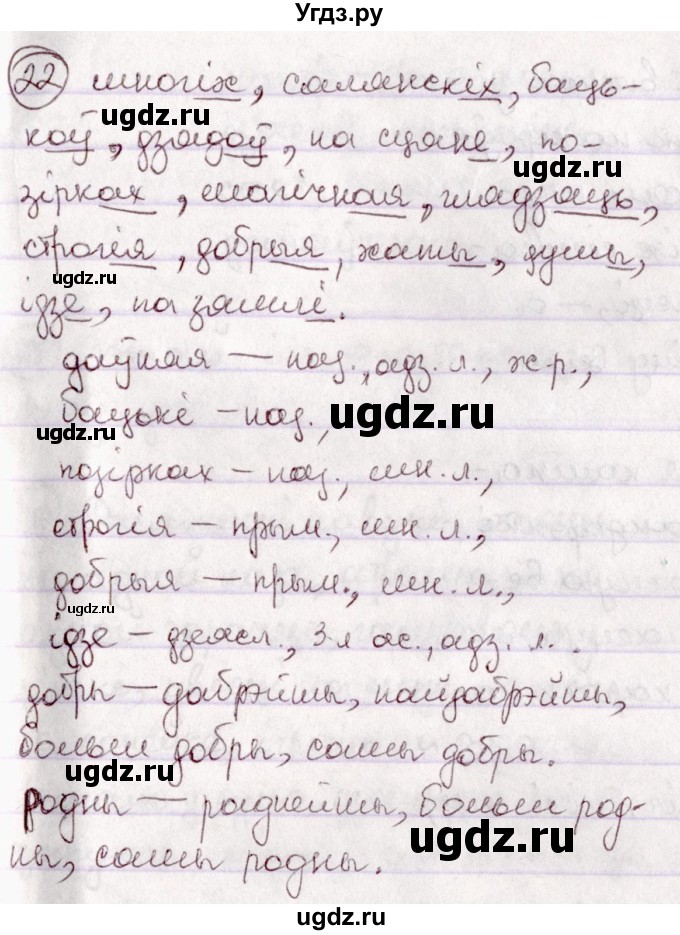 ГДЗ (Решебник №1 к учебнику 2020) по белорусскому языку 7 класс Валочка Г.М. / практыкаванне / 22