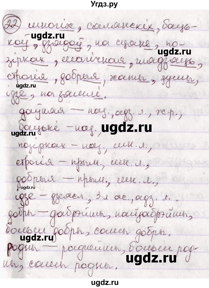 ГДЗ (Решебник №1 к учебнику 2020) по белорусскому языку 7 класс Валочка Г.М. / практыкаванне / 22