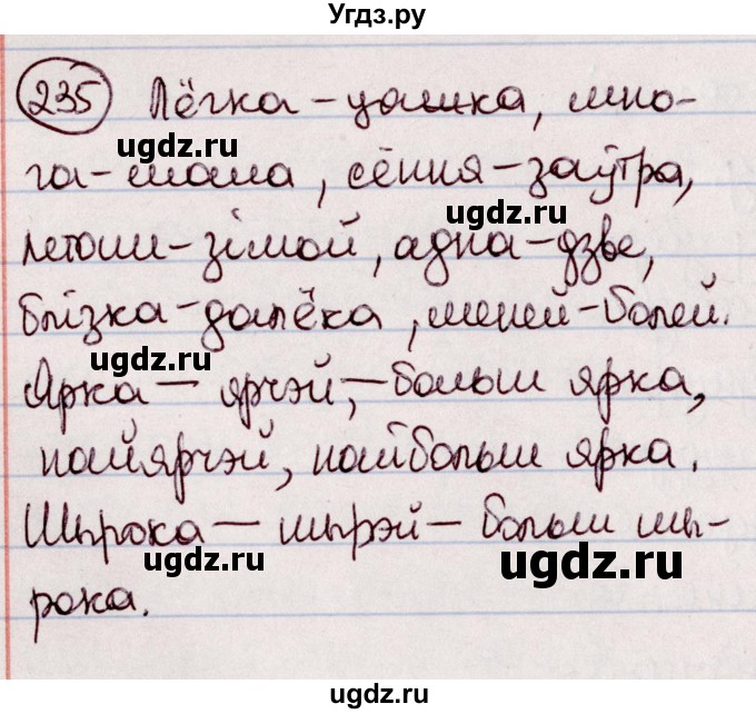 ГДЗ (Решебник №1 к учебнику 2020) по белорусскому языку 7 класс Валочка Г.М. / практыкаванне / 235