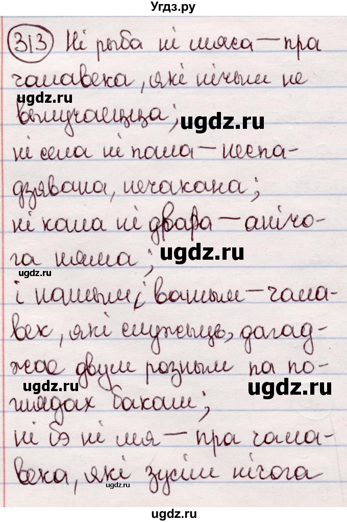 ГДЗ (Решебник №1 к учебнику 2020) по белорусскому языку 7 класс Валочка Г.М. / практыкаванне / 313