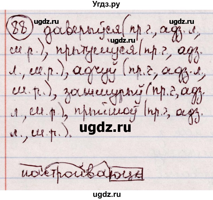 ГДЗ (Решебник №1 к учебнику 2020) по белорусскому языку 7 класс Валочка Г.М. / практыкаванне / 88