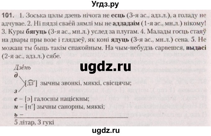 ГДЗ (Решебник №2 к учебнику 2020) по белорусскому языку 7 класс Валочка Г.М. / практыкаванне / 101