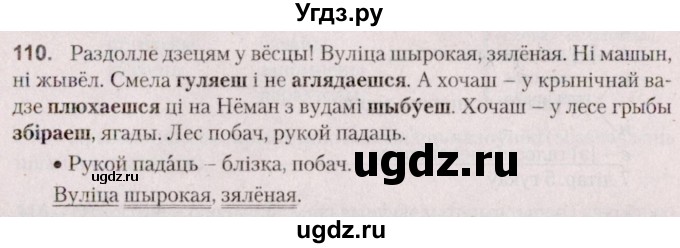 ГДЗ (Решебник №2 к учебнику 2020) по белорусскому языку 7 класс Валочка Г.М. / практыкаванне / 110