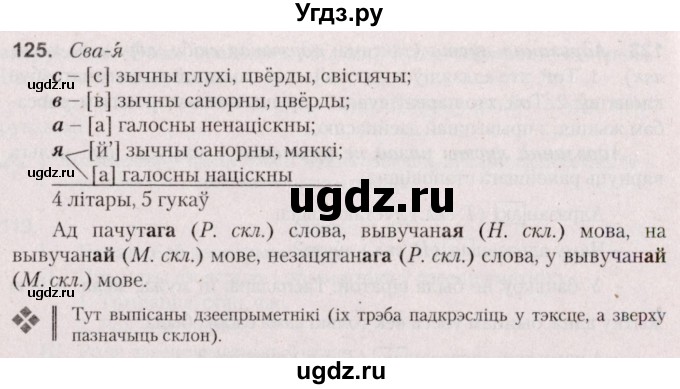 ГДЗ (Решебник №2 к учебнику 2020) по белорусскому языку 7 класс Валочка Г.М. / практыкаванне / 125