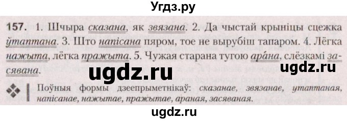 ГДЗ (Решебник №2 к учебнику 2020) по белорусскому языку 7 класс Валочка Г.М. / практыкаванне / 157