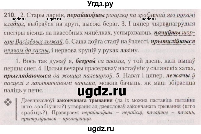 ГДЗ (Решебник №2 к учебнику 2020) по белорусскому языку 7 класс Валочка Г.М. / практыкаванне / 210