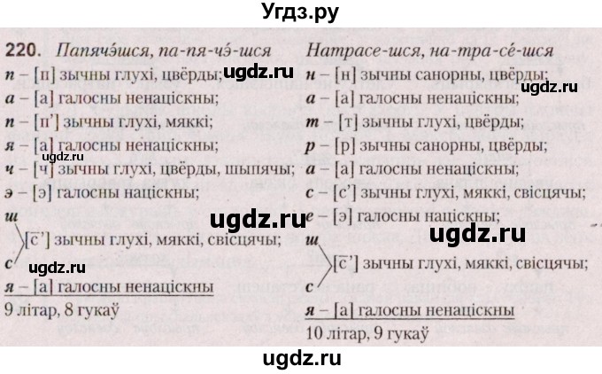 ГДЗ (Решебник №2 к учебнику 2020) по белорусскому языку 7 класс Валочка Г.М. / практыкаванне / 220
