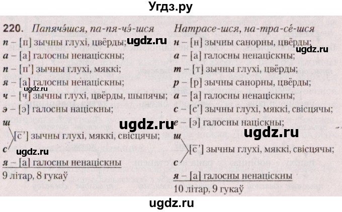 ГДЗ (Решебник №2 к учебнику 2020) по белорусскому языку 7 класс Валочка Г.М. / практыкаванне / 220