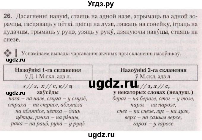 ГДЗ (Решебник №2 к учебнику 2020) по белорусскому языку 7 класс Валочка Г.М. / практыкаванне / 26