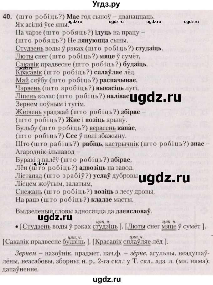 ГДЗ (Решебник №2 к учебнику 2020) по белорусскому языку 7 класс Валочка Г.М. / практыкаванне / 40