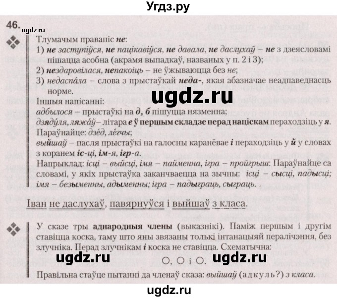 ГДЗ (Решебник №2 к учебнику 2020) по белорусскому языку 7 класс Валочка Г.М. / практыкаванне / 46